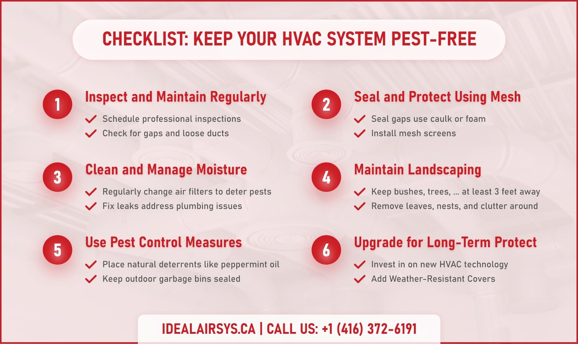 How to Prevent Pest Infestations in HVAC Systems: 4 Best Simple Solutions for GTA Homeowners 6 Checklist For Keep Your Home and HVAC System Pest-Free
